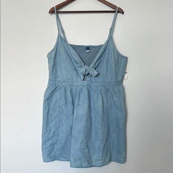 Old Navy‎ Fit & Flare Chambray Cutout Mini Dress Blue Size 3X NWT - Picture 2 of 7